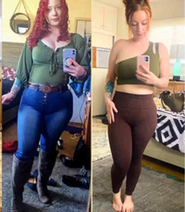 Woman before and after transformation.